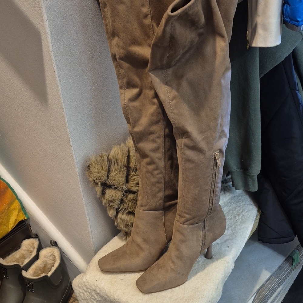 Mix No. 6 Tan Over the Knee Boots Suede